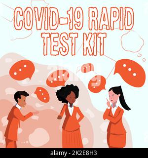 Text sign showing Rapid Test Kit. Concept meaning Emergency medical diagnostic equipment that deliver fast results Illustration Of Partners Building New Wonderful Ideas For Skills Improvement. Stock Photo