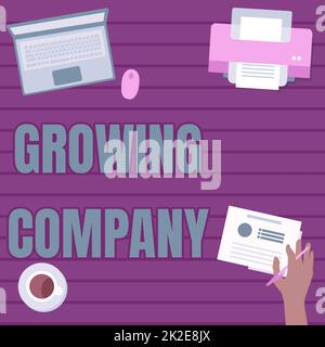 Sign displaying Growing Company. Concept meaning generates significant positive cash flows or earnings Hand Holding Pen Creating Plans For New Amazing Ideas Stock Photo
