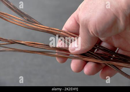 Pure copper wire close-up stock image. Image of industry - 214280037