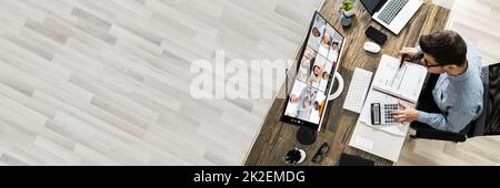 Financial Tax Advisor In Video Conference Meeting Call Stock Photo