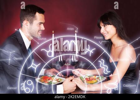 Couple at romantic dinner in restaurant Stock Photo