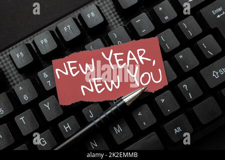 Conceptual display New Year, New You. Internet Concept coming January Changing personality for a better person Typing Image Descriptions And Keywords, Entering New Internet Website Stock Photo