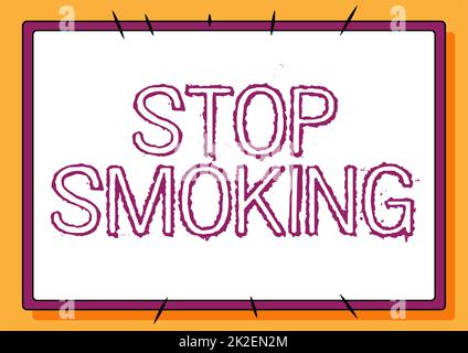 Conceptual display Stop Smoking. Business idea the process of discontinuing or quitting tobacco smoking Line Illustrated Backgrounds With Various Shapes And Colours. Stock Photo