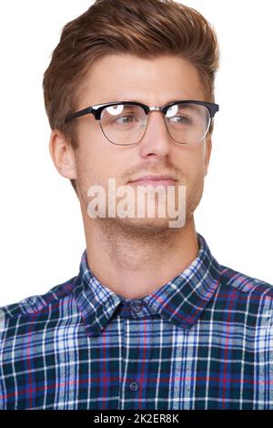 Hes a hipster at heart. A handsome young hipster wearing glasses. Stock Photo