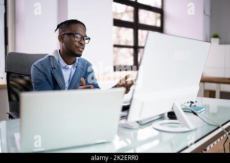 Video Conference Webinar Business Call Banner Stock Photo