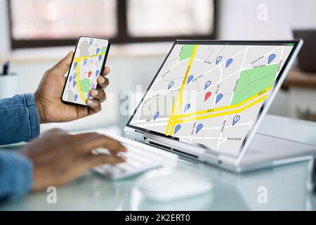 GPS Location Map Search Online Stock Photo