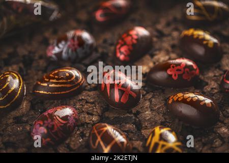 Easter chocolate eggs Stock Photo