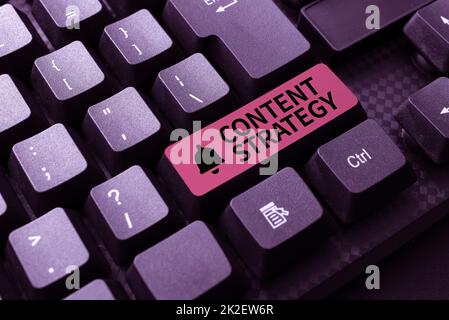 Conceptual caption Content Strategy. Business idea important Marketing approach distributed to attract buyer Writing Online Research Text Analysis, Transcribing Recorded Voice Email Stock Photo