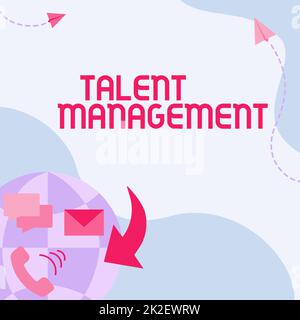 Writing displaying text Talent Management. Word Written on Acquiring hiring and retaining talented employees Internet Network Drawing With Colorful Messaging S. Stock Photo