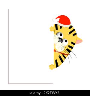 Tiger. Template for a postcard. Congratulatory poster year of the tiger.Vector illustration. 2022. Stock Photo