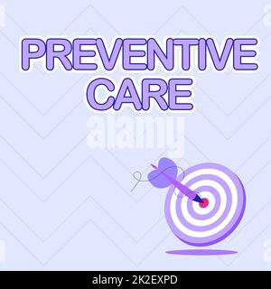 Handwriting text Preventive Care. Business idea Health Prevention Diagnosis Tests Medical Consultation Presenting Message Hitting Target Concept, Abstract Announcing Goal Stock Photo