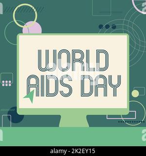 Inspiration showing sign World Aids Day. Word Written on World Aids Day Illustration Of Cursor In Blank Screen Monitor Searching Ideas. Stock Photo