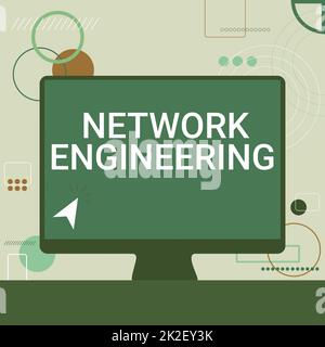 Conceptual display Network Engineering. Conceptual photo field concerned with internetworking service requirement Illustration Of Cursor In Blank Screen Monitor Searching Ideas. Stock Photo