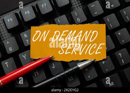 Text sign showing On Demand Service. Word for Allows consumers to customize computing capabilities Connecting With Online Friends, Making Acquaintances On The Internet Stock Photo