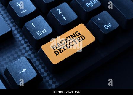 Handwriting text Hacking Detected. Concept meaning activities that seek to compromise affairs are exposed Creating New Online Cookbook, Typing And Sharing Cooking Recipes Stock Photo