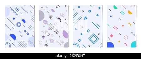Set of 4 pcs abstract geometric shapes colorful backgrounds, templates for advertising, business cards, textures - Vector Stock Photo