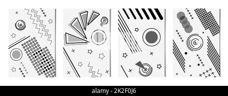 Set of 4 pcs abstract geometric shapes light backgrounds, templates for advertising, business cards, textures - Vector Stock Photo