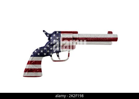 American revolver gun isolated on white background with clipping path Stock Photo
