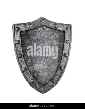 Old medieval shield isolated on white Stock Photo