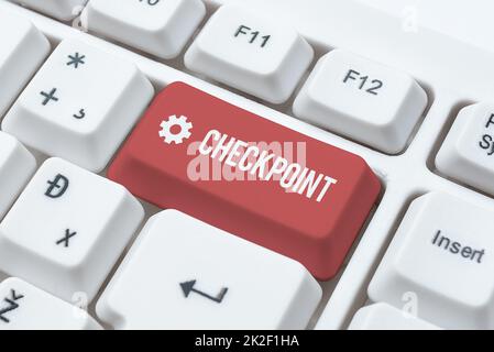 Writing displaying text Checkpoint. Business approach manned entrance, where travelers are subject to security checks Abstract Presenting Ethical Hacker, Typing Creative Notes And Ideas Stock Photo