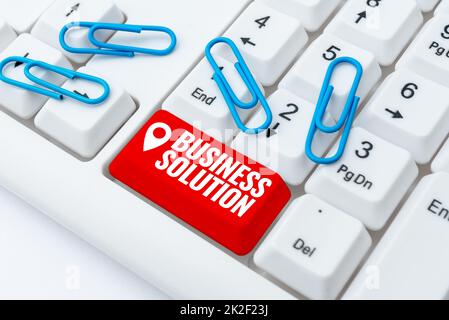 Inspiration showing sign Business Solution. Word Written on combination of ideas to help company achieve its objective Typing Product Title And Descriptions, Entering Important Data Codes Stock Photo