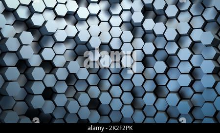 Pattern of blue hexagons Stock Photo