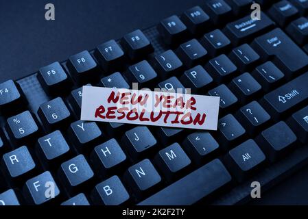 Text caption presenting New Year Resolution. Internet Concept listing of goals and change with determination Creating Social Media Comment Message, Typing Fun Questions And Answers Stock Photo