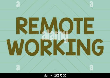 Sign displaying Remote Working. Internet Concept situation in which an employee works mainly from home Line Illustrated Backgrounds With Various Shapes And Colours. Stock Photo