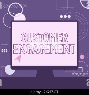 Conceptual display Customer Engagement. Business idea the emotional connection between a customer and a brand Illustration Of Cursor In Blank Screen Monitor Searching Ideas. Stock Photo