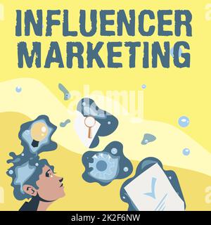 Sign displaying Influencer Marketing. Business concept Endorser who Influence Potential Target Customers Illustration Of A Man Standing Coming Up With New Amazing Ideas Stock Photo