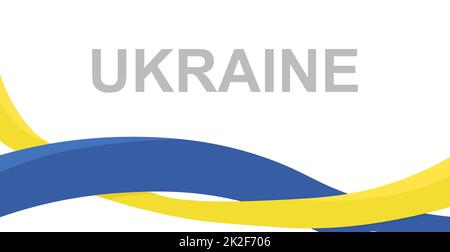 Abstract panoramic white background blue orange line flag of Ukraine - Vector Stock Photo