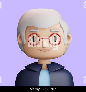 3D cartoon avatar of smiling mature man Stock Photo