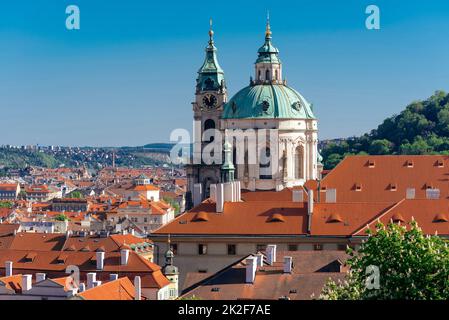 The Church of Saint Nicholas (Mala Strana). Baroque church in the Lesser Town of Prague. Czech Republic Stock Photo