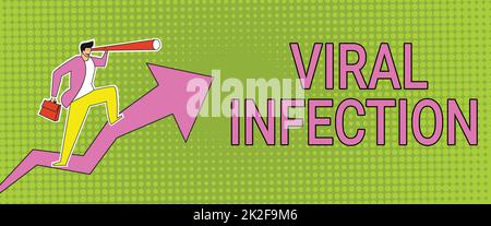 Text showing inspiration Viral Infection. Business concept Viral Infection Man Drawing Holding Graph Arrow Showing Business Growth. Stock Photo