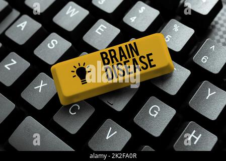 Text caption presenting Brain Disease. Internet Concept a neurological disorder that deteriorates the system s is nerves Typing Online Tourist Guidebook, Searching Internet Ideas And Designs Stock Photo