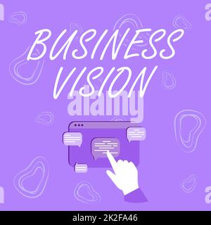 Writing displaying text Business Vision. Conceptual photo grow your business in the future based on your goals Hand Showing Graph Growth Pointing Web Browser Screen. Stock Photo