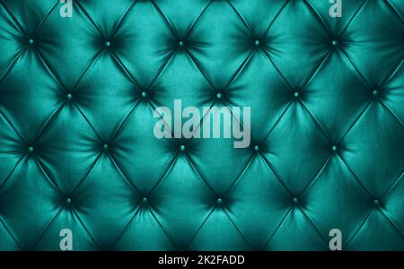Teal leather capitone background texture Stock Photo