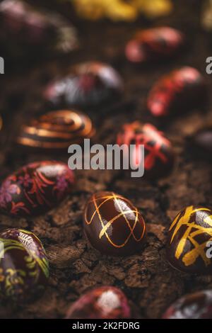 Easter chocolate eggs Stock Photo