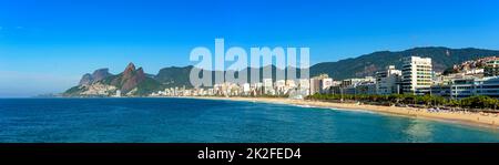 Panoramic view of Ipanema beach in Rio de Janeiro Stock Photo