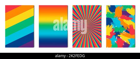 Set of 4 pcs abstract rainbow LGBT backgrounds posters for advertising, business cards and banners - Vector Stock Photo