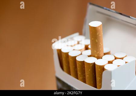 Cigarettes Close Up In Pack with copy space Stock Photo