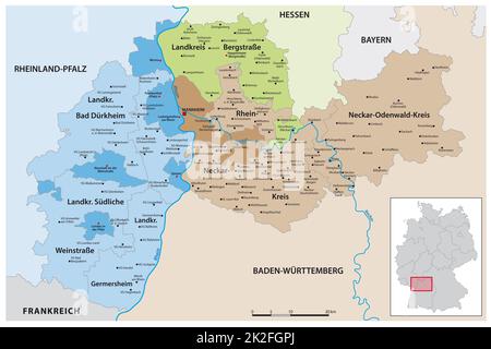 Vector map of the Rhein Neckar metropolitan area, Germany Stock Photo