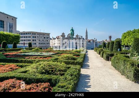 View from Mont des Arts Gardens in Brussels, Belgium Stock Photo