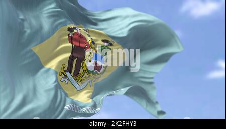The state flag of Delaware waving in the wind Stock Photo