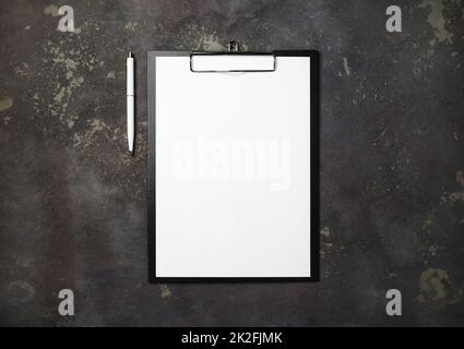 Clipboard and pen Stock Photo