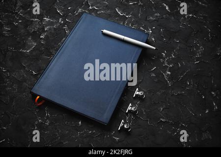 Blank notepad, pen Stock Photo