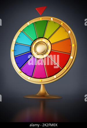 Multi colored prize wheel isolated on black background. 3D illustration Stock Photo