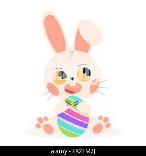 Easter Bunny with egg on white background - Vector Stock Photo