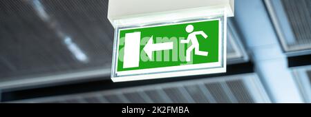 Emergency Evacuation Exit Sign Stock Photo