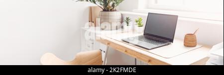 Panoramic view of the office workplace in modern style Stock Photo